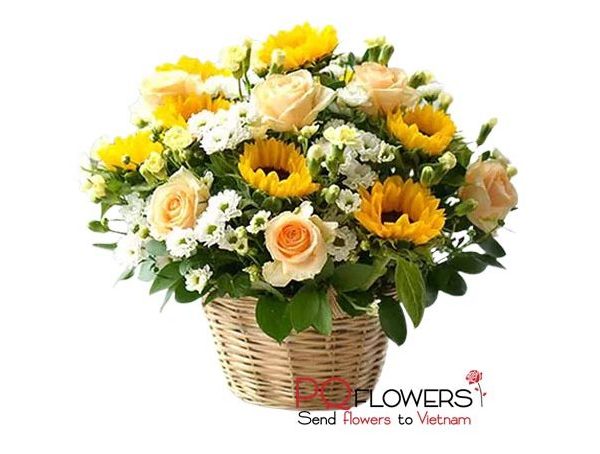 Happy morning - Sunflowers Basket 7439-send flowers to vietnam-250321