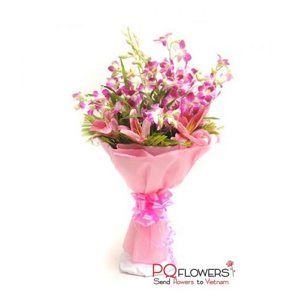 Pink Memorable - Orchids and Lilies Bouquet 7300-send-flowers-to-viet-nam-230321